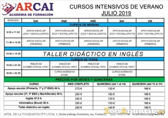 Campamento de verano y cursos intensivos en Julio
